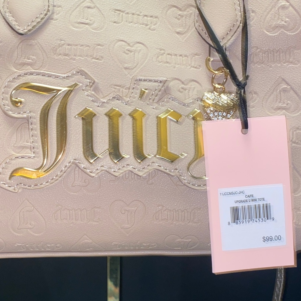 NWT. Juicy Couture Beige Upgrade U Mini Tote - Picture 3 of 15